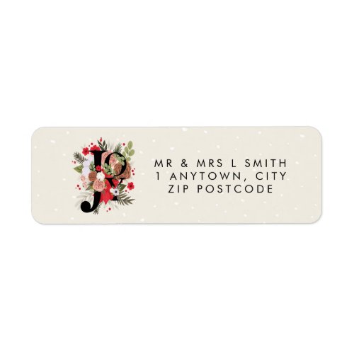 winter holiday joy return address label