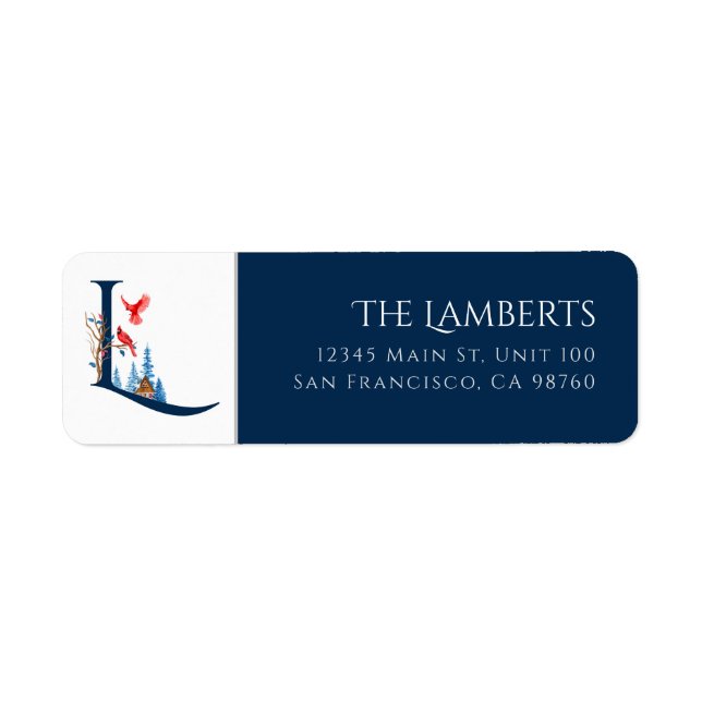 Winter Holiday | Letter L Monogram Address Label (Front)