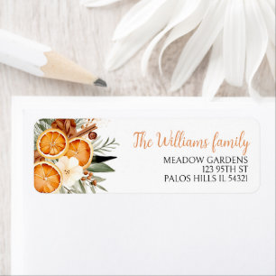 Winter holiday oranges Christmas return address Label
