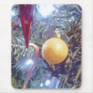 Winter Holiday Ornaments Mouse Pad