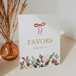 Winter Holiday Party Favors Sign Pedestal Sign