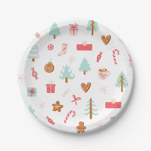 Winter Holiday Pattern Paper Plates