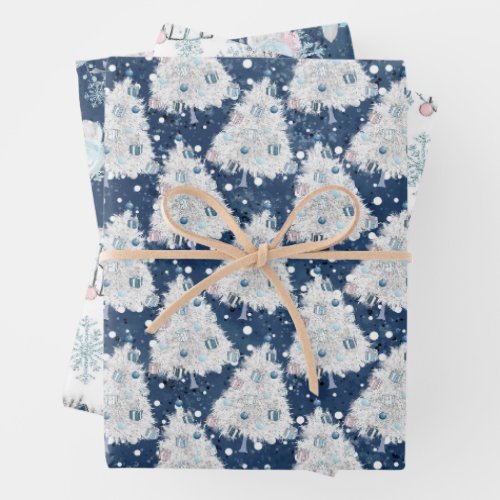 Winter Holiday Pattern Wrapping Paper Sheets