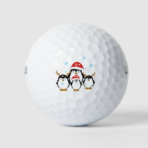 Winter Holiday Penguins Golf Balls