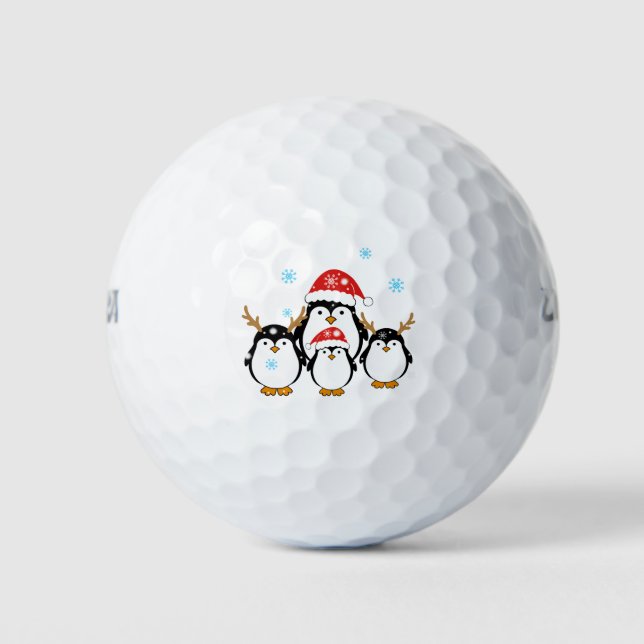 Winter Holiday Penguins Golf Balls (Front)