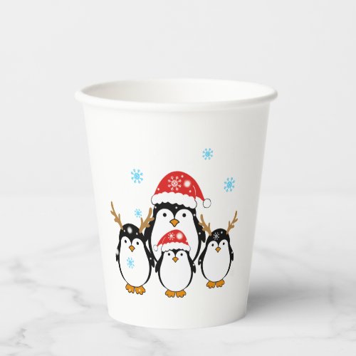 Winter Holiday Penguins Paper Cups