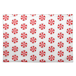 Winter Holiday Peppermint Candy Cloth Placemat