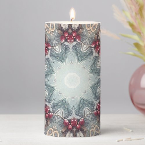 Winter Holiday Pillar Candle