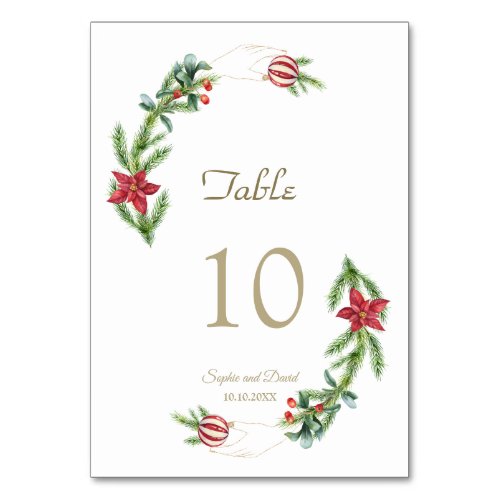 Winter Holiday Pine Cones Christmas Balls Wedding Table Number