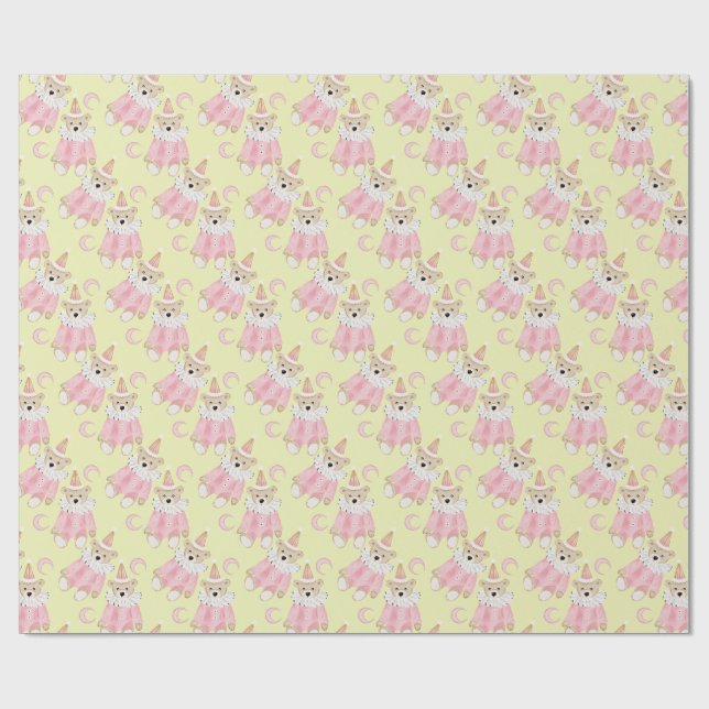 Winter holiday Pink bears kids pattern Wrapping Paper (Flat)