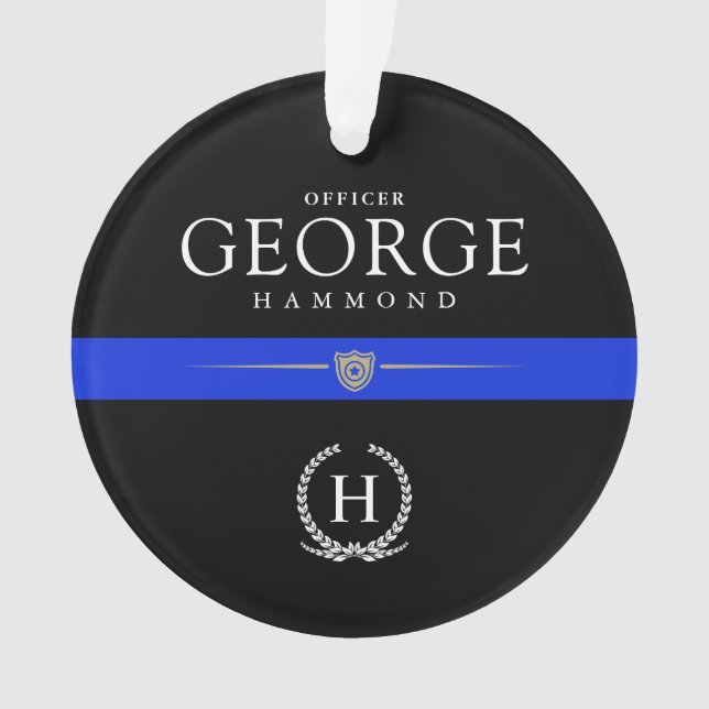 Winter Holiday | Police Customized Monogram Ornament (Front)