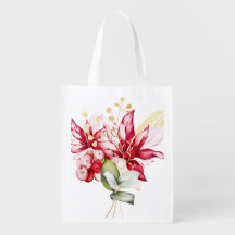 Winter holiday red poinsettia watercolour flowers