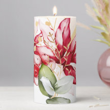 Winter holiday red poinsettia watercolour flowers