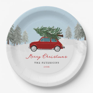 Winter Holiday Red Truck Christmas Party Paper Pla Plates