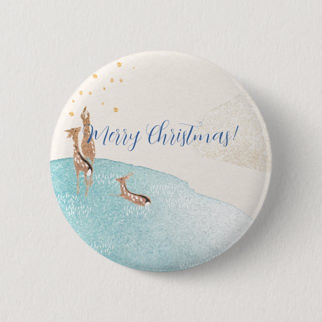 Winter Holiday Reindeer  Button (Front)