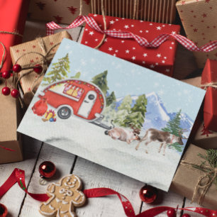 Winter Holiday RV Camper Reindeer Christmas  Card