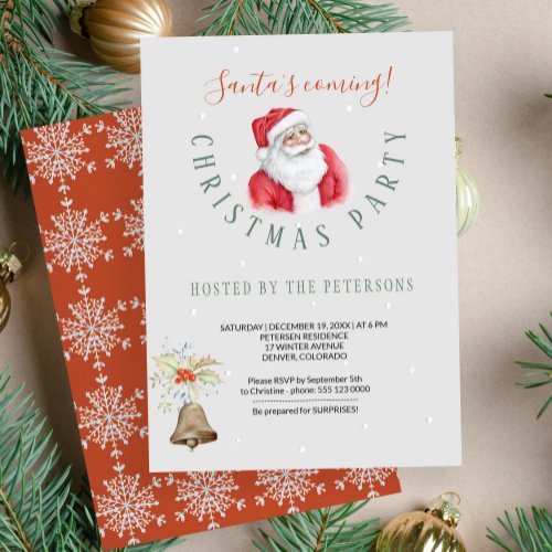 Winter Holiday  Santa Christmas Party Modern Invitation