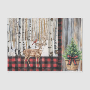 Winter Holiday Scenery Cardinal and Deer Tissue Paper