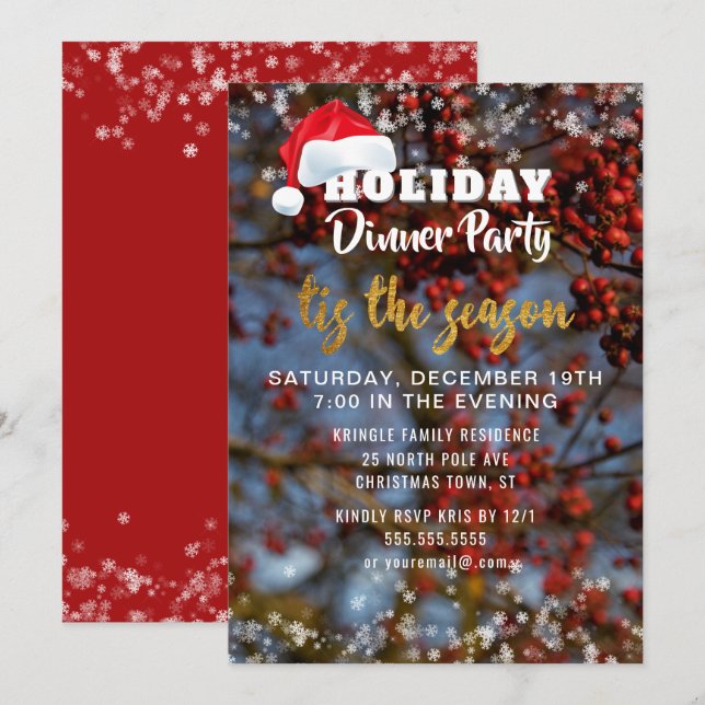 Winter Holiday Season Dinner Party Invitation (Front/Back)