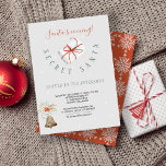 Winter Holiday | Secret Santa Christmas Party Invitation<br><div class="desc">Winter holidays red and grey Secret Santa Christmas Party invitation in modern typography style featuring a packaged gift, a ring bell, holly berries, and stylized snowflakes pattern on the reverse. Personalize it with your details! Suitable for seasonal winter parties - open house / Christmas gift exchange / Secret Santa party....</div>