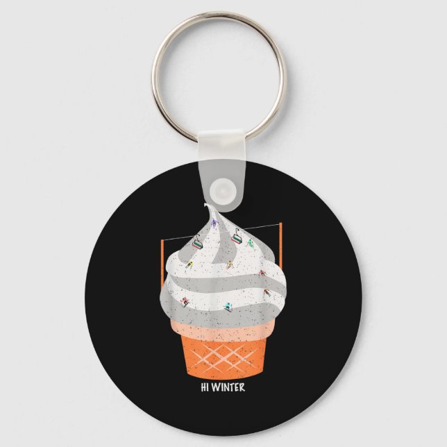 Winter Holiday Ski Christmas X-mas Skiing Skier _2 Keychain (Front)