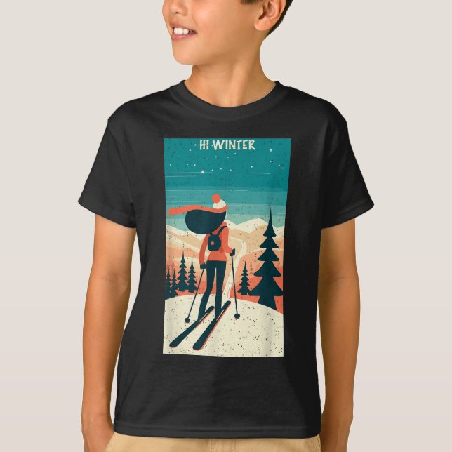 Winter Holiday Ski Christmas X-mas Skiing Skier Wo T-Shirt (Front)
