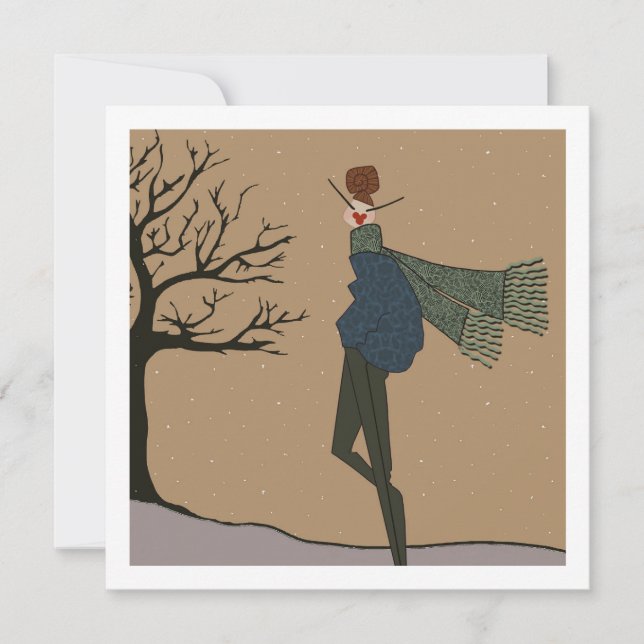 Winter Holiday Snow Weather Fashion Art Card (Front)