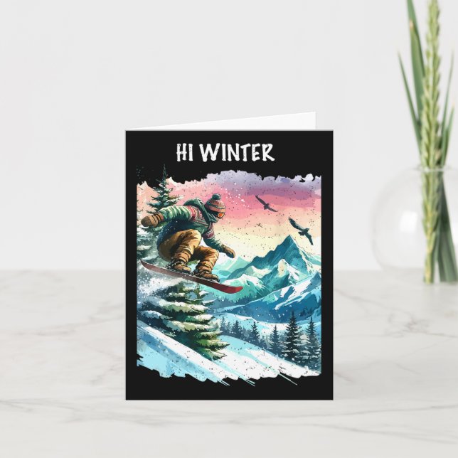 Winter Holiday Snowboarding Christmas Xmas Snowboa Card (Front)