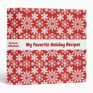Winter Holiday Snowflakes Cookbook 3 Ring Binder