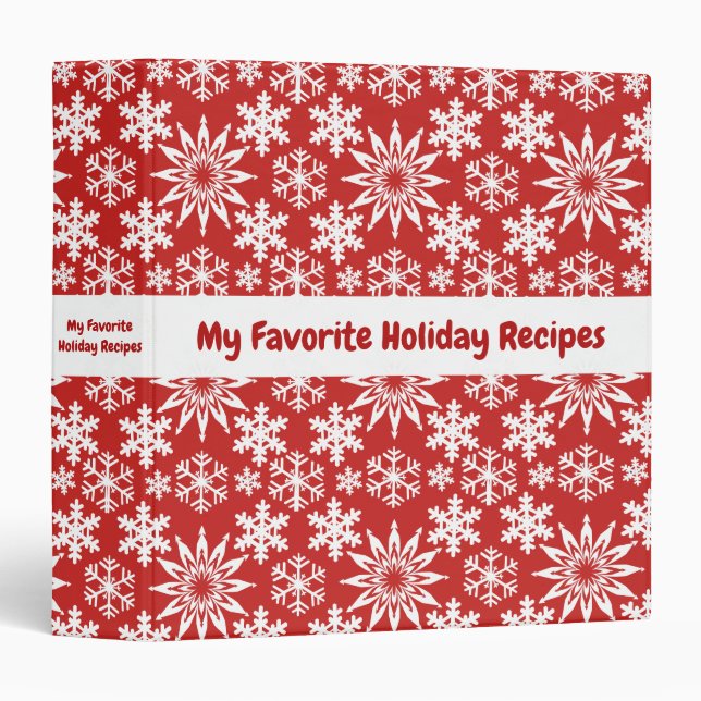 Winter Holiday Snowflakes Cookbook 3 Ring Binder (Front/Spine)