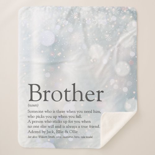 Winter Holiday Snowflakes Cool Brother Quote Sherpa Blanket
