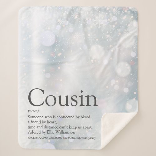 Winter Holiday Snowflakes Cool Cousin Quote Sherpa Blanket