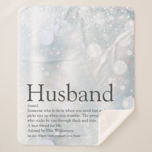 Winter Holiday Snowflakes Cool Fun Husband Quote Sherpa Blanket