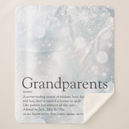 Winter Holiday Snowflakes Grandparents Quote Sherpa Blanket