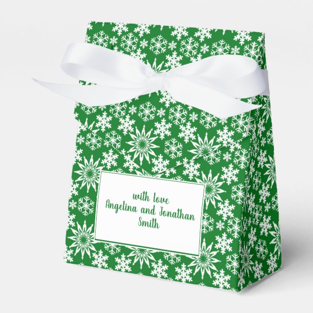 Winter Holiday Snowflakes Personalizable Favor Boxes (Front Side)