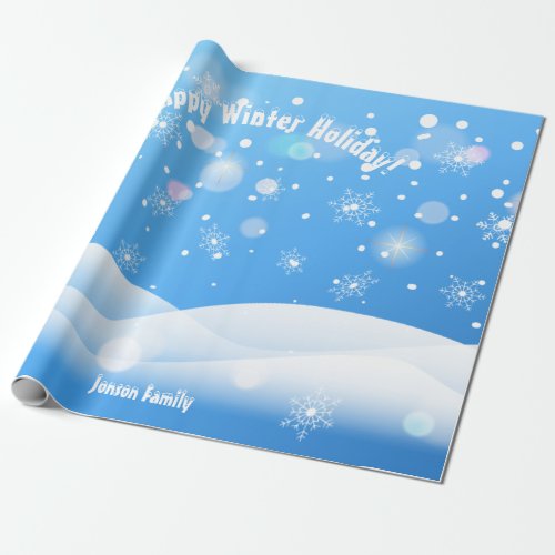 Winter Holiday Snowflakes Wishes XMAX Personalised Wrapping Paper