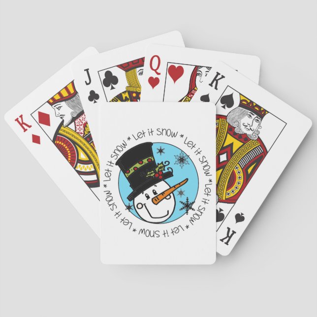 Winter Holiday Snowman Let It Snow Poker Cards (Back)