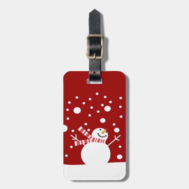 Winter Holiday Snowman Luggage Tag (Front Vertical)