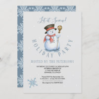 Winter Holiday | Snowman Party Modern Blue Invitation