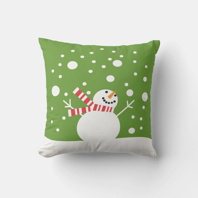 Winter Holiday Snowman Throw Pillow (Front)