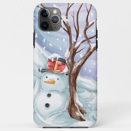Winter Holiday Snowman Watercolor iPhone 11 Pro Max Case
