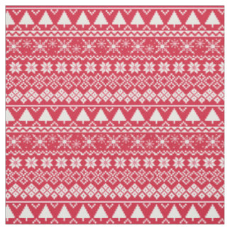 Winter Holiday Sweater Print Red Fabric