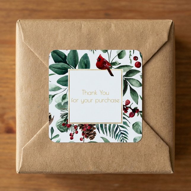 Winter holiday Thank you for your purchase Square Sticker (Christmas Thank you for your purchase Square Sticker.)