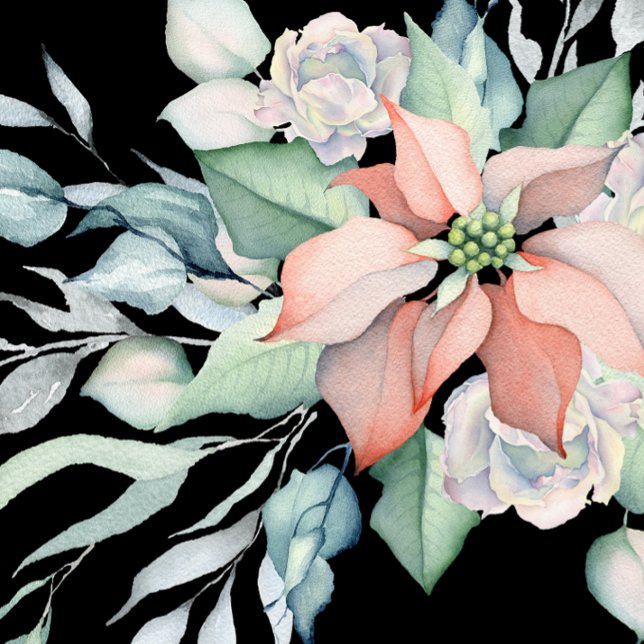 Winter Holiday Watercolor Pink Poinsettia Shower Invitation (Creator Uploaded)