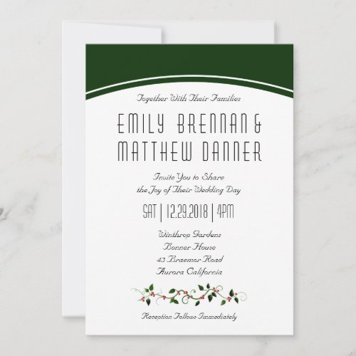 Winter Holiday Wedding Holly Casual Invitation