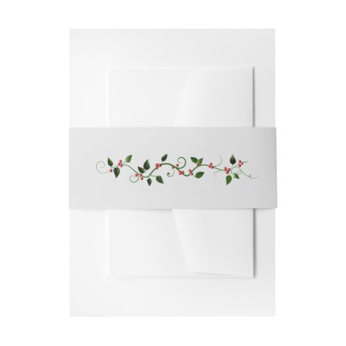 Winter Holiday Wedding Holly Vine Gray Matching Invitation Belly Band