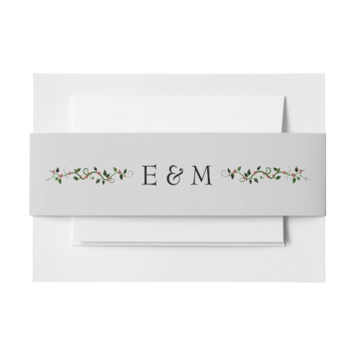 Winter Holiday Wedding Holly Vine Matching Invitation Belly Band