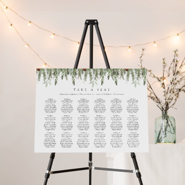 Winter Holiday Wedding Seating Chart Template Foam Board (In Situ (Stand))
