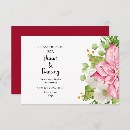 Winter Holiday Wedding Watercolor Floral Enclosure Card
