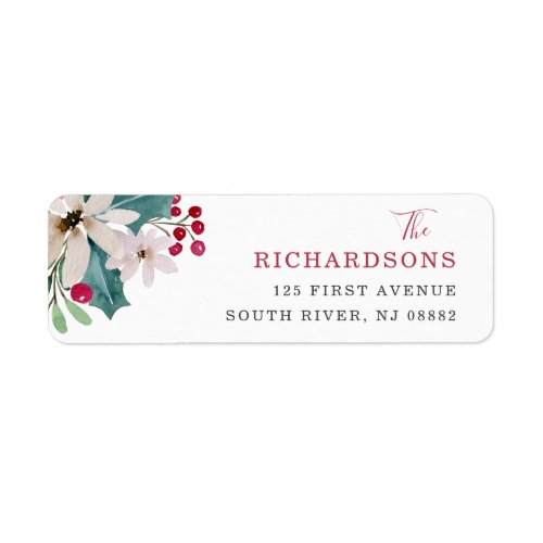 Winter Holiday Wedding  Watercolor Floral Label